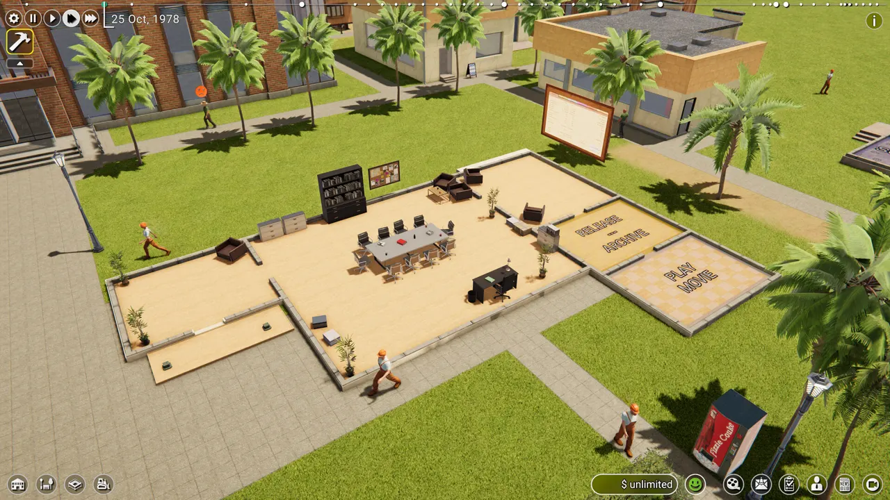 Stavba kanceláří filmového studia ve hře Movies Tycoon