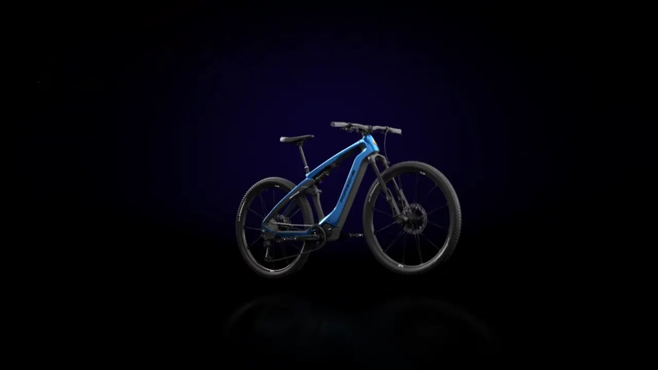 Studiový render modrého elektrokola v konfigurátoru iShowroom